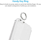 Wuwedo iPhone 12/12 Pro Clear Glitter Case with Hand Strap , Sparkle Bling Cover Case with Adjustable Wrist Strap Stand Holder and Key Ring for Girls Women