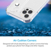 Wuwedo iPhone 12 Pro Max Clear Glitter Case with Hand Strap , Sparkle Bling Cover Case with Adjustable Wrist Strap Stand Holder and Key Ring for Girls Women