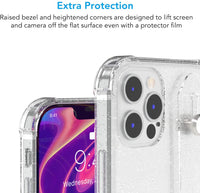 Wuwedo iPhone 12 Pro Max Clear Glitter Case with Hand Strap , Sparkle Bling Cover Case with Adjustable Wrist Strap Stand Holder and Key Ring for Girls Women