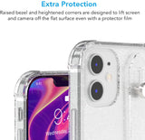 Wuwedo iPhone 12/12 Pro Clear Glitter Case with Hand Strap , Sparkle Bling Cover Case with Adjustable Wrist Strap Stand Holder and Key Ring for Girls Women